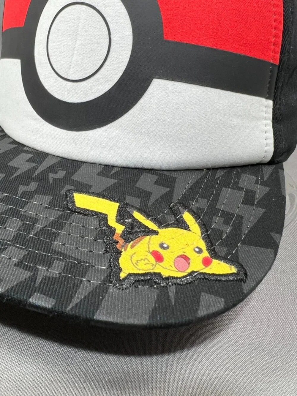 Bioworld Pokemon Pokeball Pikachu Snapback Hat Black Adjustable Youth Kids Cap